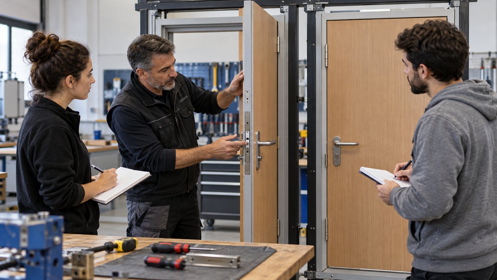 Formación supervisada para diagnosticar fallos en una puerta.